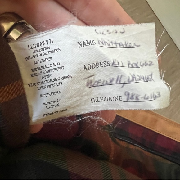 L.L. Bean Boat and Tote Canvas Bag Brown Green Leather tan olive - Picture 9 of 14